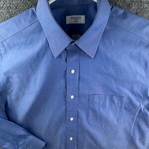 Brooks Brothers Long Sleeve Button Up Shirt Men Cotton Blue 16 34 Point Adult